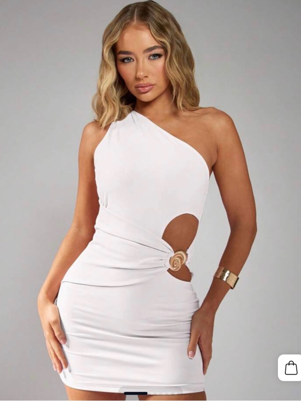 Missguided White One-Shoulder Cutout Mini Dress